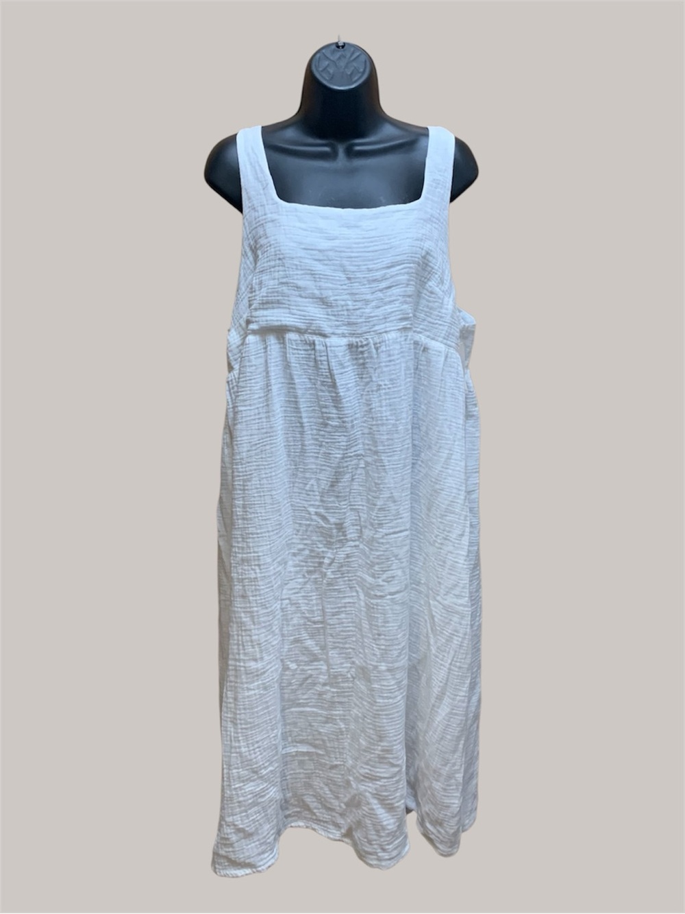 NWT Stars Above White Gauze Cotton Midi Nightgown Dress Square Neck Smocked